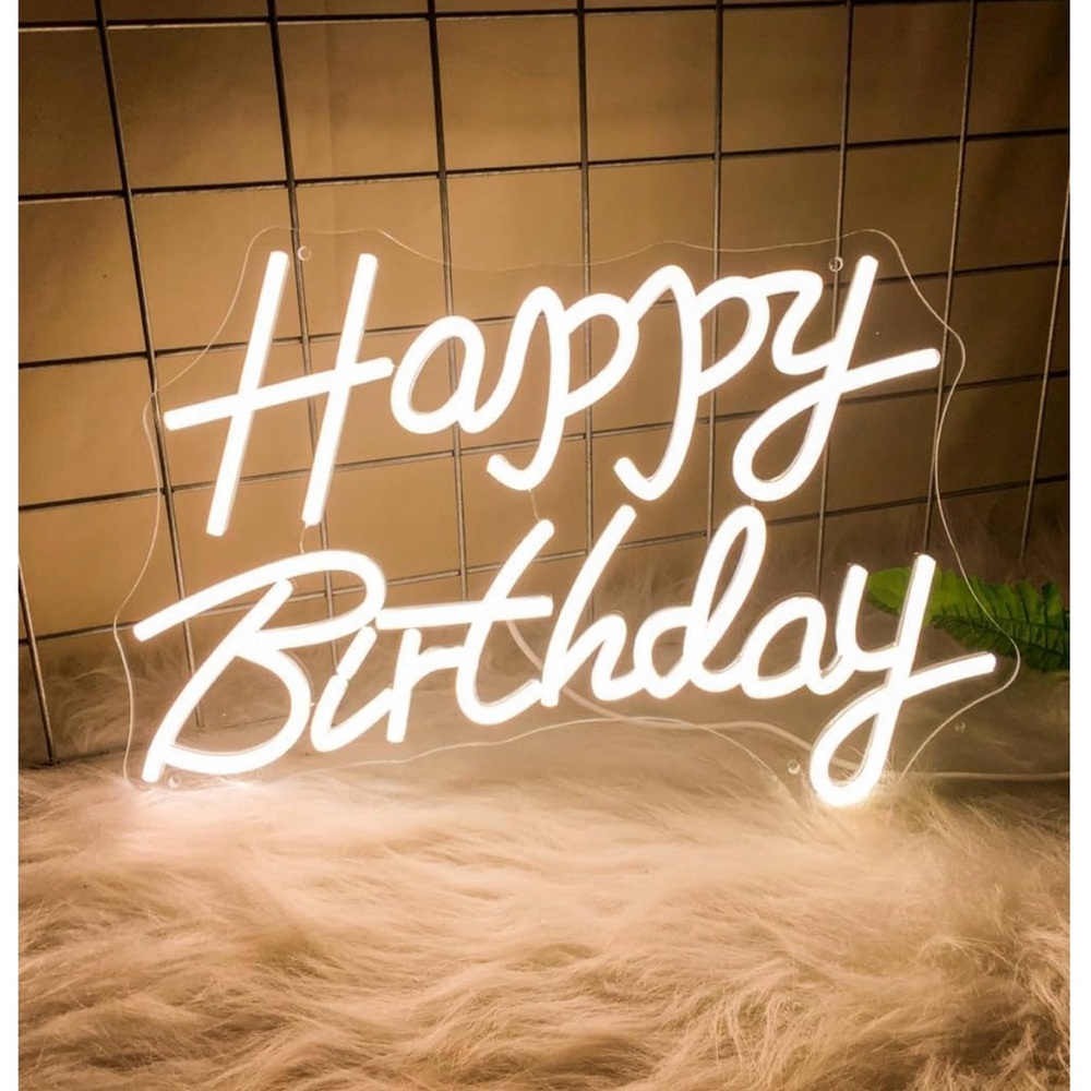 LED Neon Happy Birthday Sign - White with dimmer switch  NEW in box